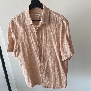 Peach Striped Linen Button Down Shirt